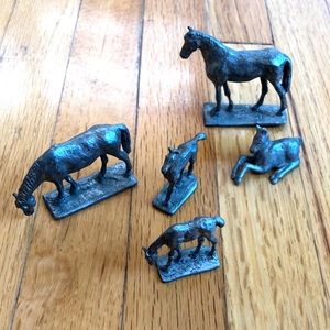HORSES - Pewter Mares and Foals -set of 5